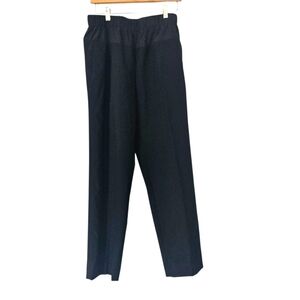 Cos Black Pull On Straight Wool Trousers Pockets Size 38